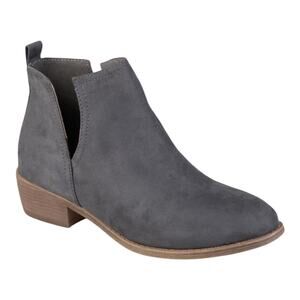 Journee Women's Rimi Notched Ankle Stacked Heel Booties Gray Size 9